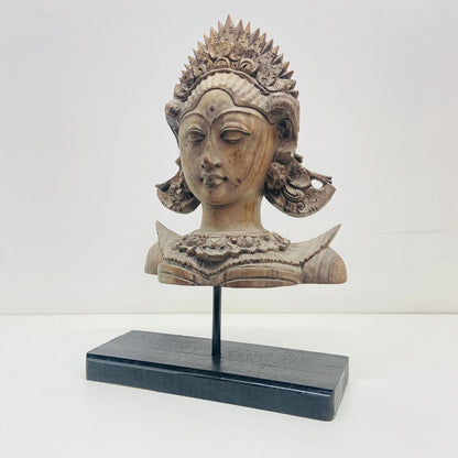 Wooden Apsara Bust With pedestal