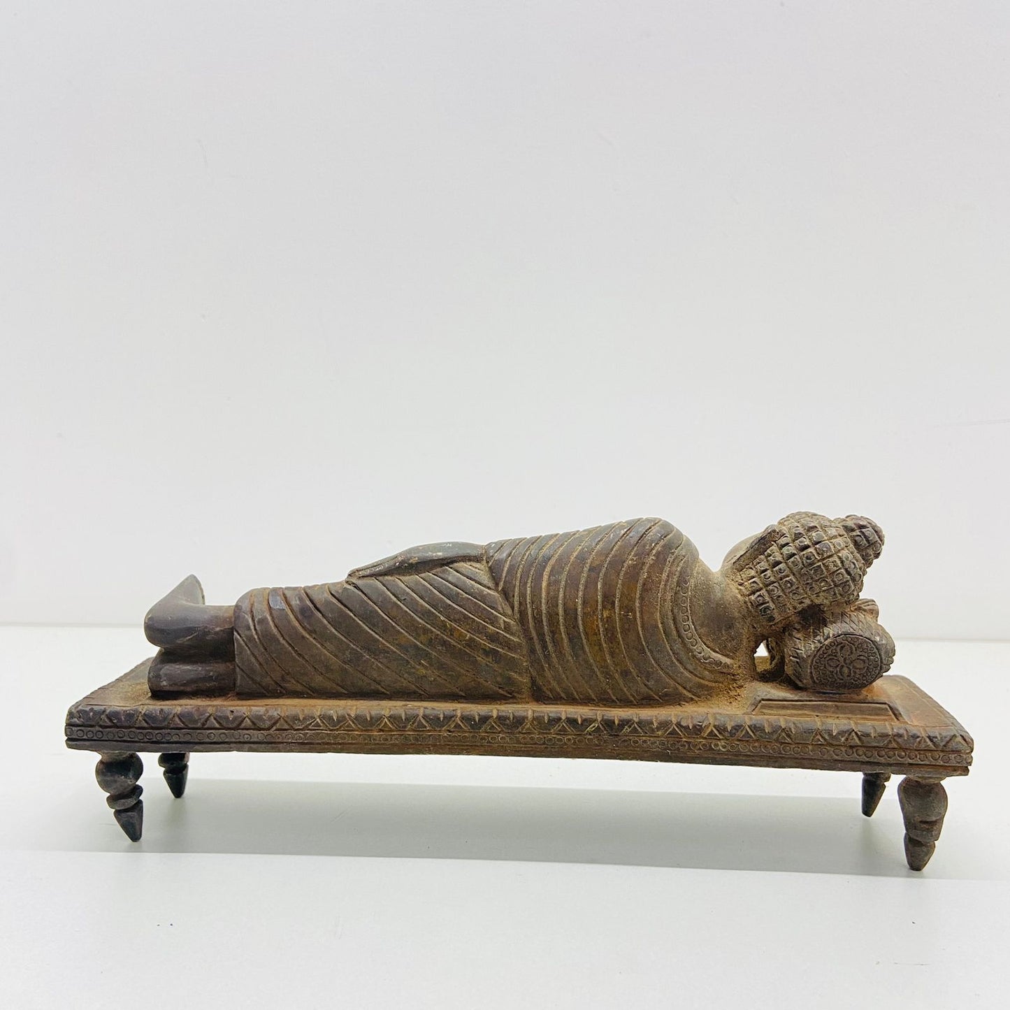 Antique Brass Reclining Buddha wearing Robe