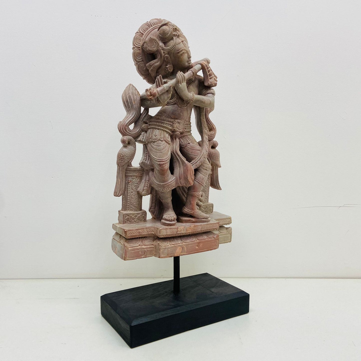 Hand Carvde Stone Krishna Playing Flute