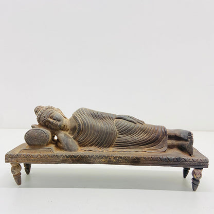 Antique Brass Reclining Buddha wearing Robe