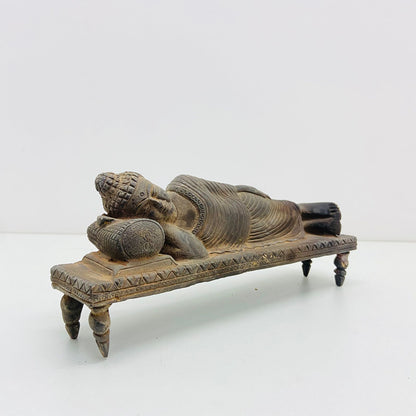 Antique Brass Reclining Buddha wearing Robe