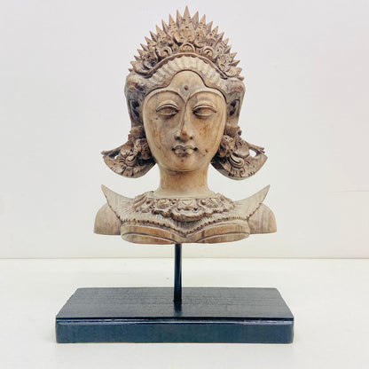Wooden Apsara Bust With pedestal