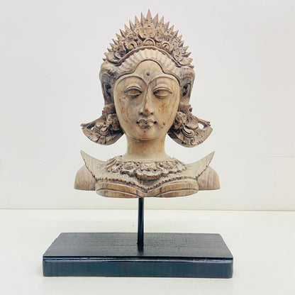 Wooden Apsara Bust With pedestal