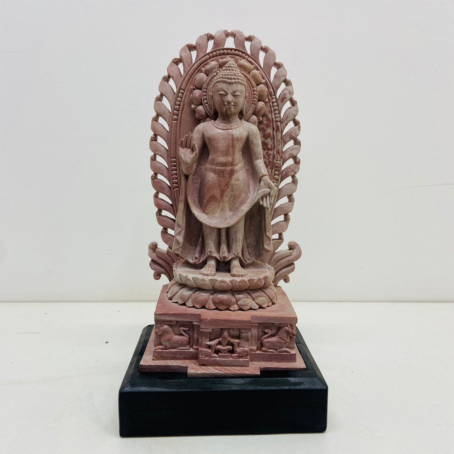 Handcarved standing stone buddha svulpture