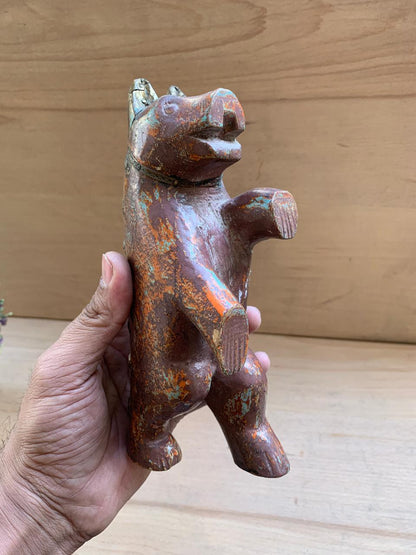 Antique Miniature Carved Wood Bear Figurine | Home Decor | unique art work - KhatiJi