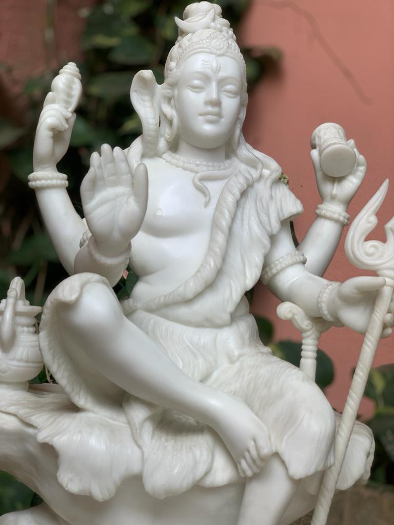 Very Fine Large Marble Dust Shiva Statue - KhatiJi