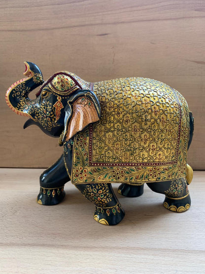 Wooden Elephant Hand Painted | Hand Carved | Home Decor | Indian Elephant - KhatiJi