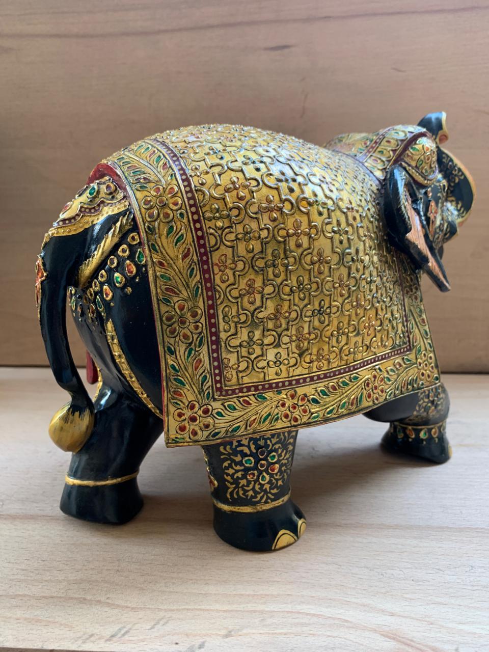 Wooden Elephant Hand Painted | Hand Carved | Home Decor | Indian Elephant - KhatiJi