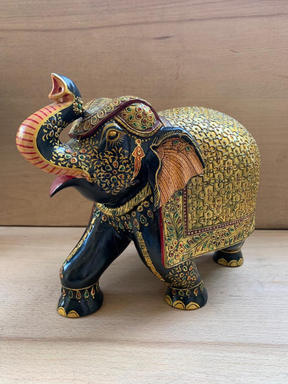 Wooden Elephant Hand Painted | Hand Carved | Home Decor | Indian Elephant - KhatiJi