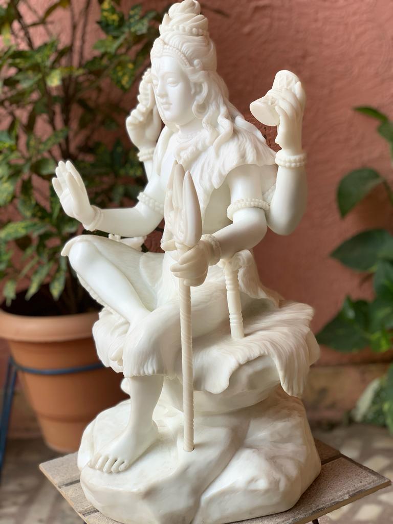 Very Fine Large Marble Dust Shiva Statue - KhatiJi