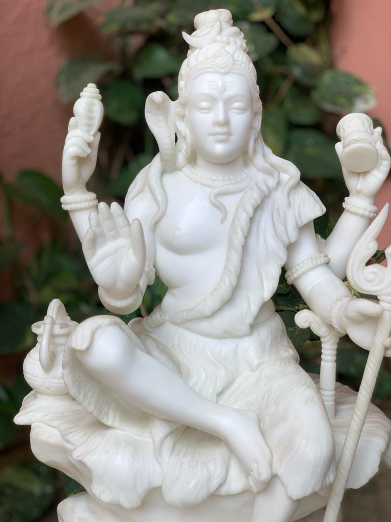 Very Fine Large Marble Dust Shiva Statue - KhatiJi