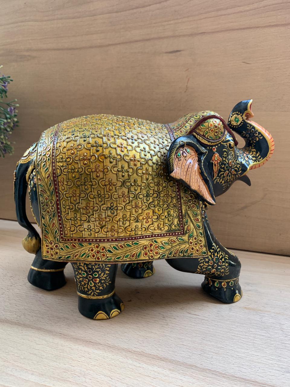 Wooden Elephant Hand Painted | Hand Carved | Home Decor | Indian Elephant - KhatiJi