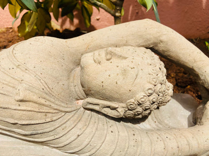 Stone Reclining/Sleeping Garden Buddha Sculpture Buddha 23", Stone Buddha Sculpture, Sleeping Buddha Statue, garden decor, Sleeping buddha