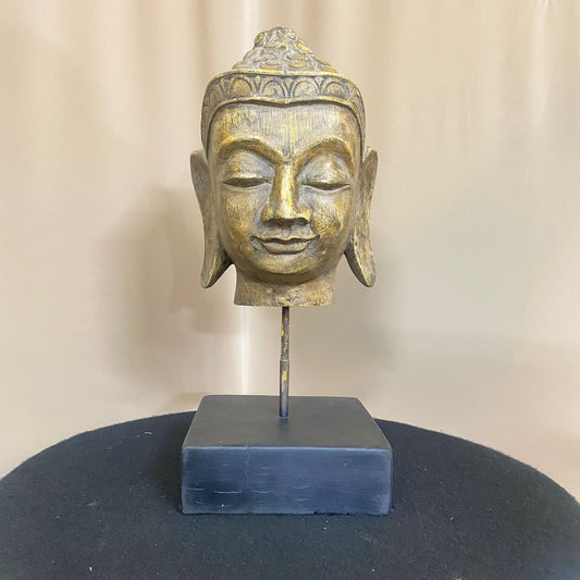 Buddha Head Hand Carved Wooden Sculpture Craft Wooden Shakyamuni