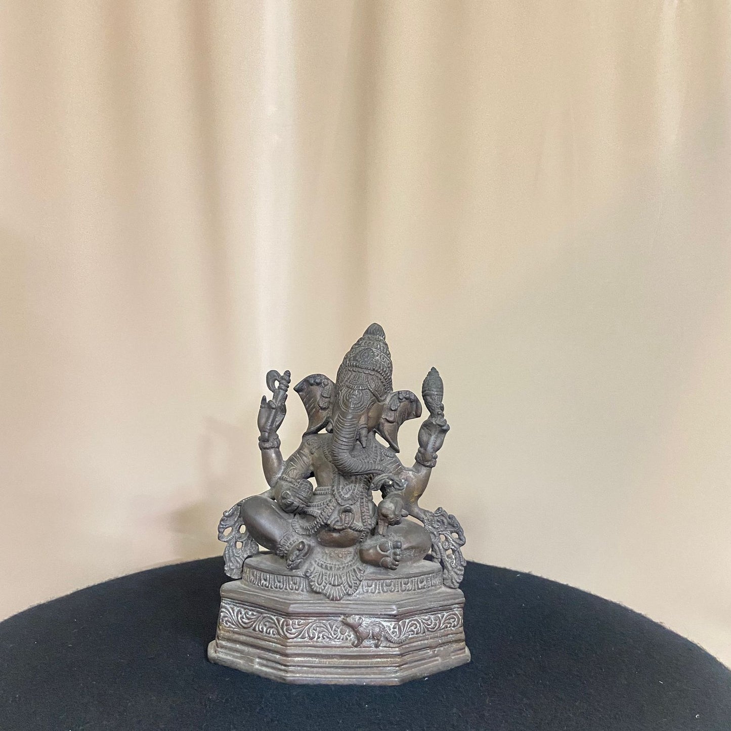 Indian Bronze Statue of Seated Ganesh Ji