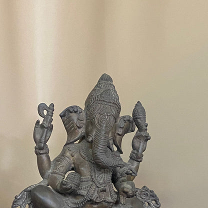 Indian Bronze Statue of Seated Ganesh Ji