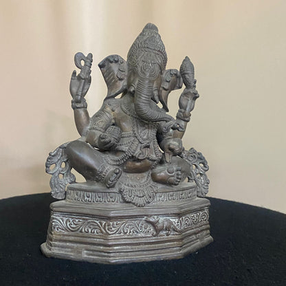 Indian Bronze Statue of Seated Ganesh Ji