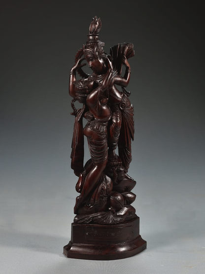 Wooden Standing Radha Krishna Hand Carved