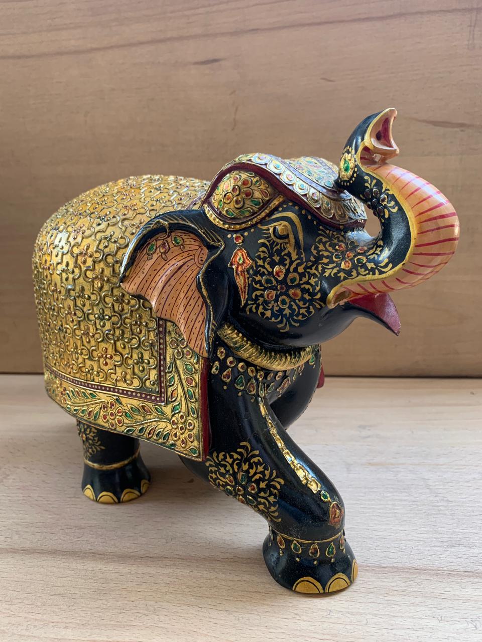 Wooden Elephant Hand Painted | Hand Carved | Home Decor | Indian Elephant - KhatiJi