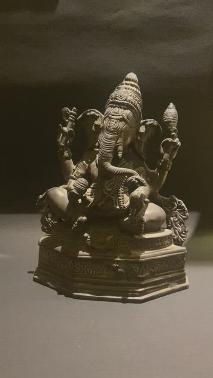 Indian Bronze Statue of Seated Ganesh Ji