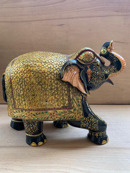 Wooden Elephant Hand Painted | Hand Carved | Home Decor | Indian Elephant - KhatiJi