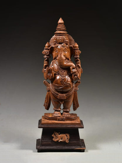 Beautiful Wooden Ganesha standing statue - KhatiJi